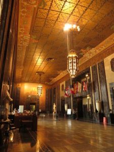 Inside the capital building. The bullet holes are still in the wall.