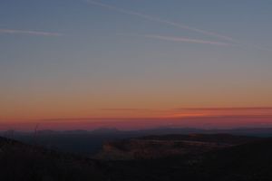 The sun setting at Mesa Verde.