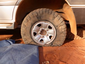 Flat on the bottom tyre.